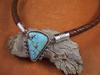 Choker bolo with triangular turquoise, old style setting